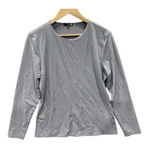 Judy P Top Women XL‎ Gray Smooth Stretch Long Sleeve Pullover Quiet Lux